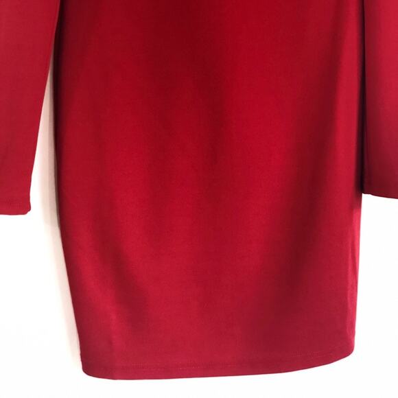 0091 NEW Red Holiday Ruffle Long Sleeve Red Dress - Picture 6 of 7